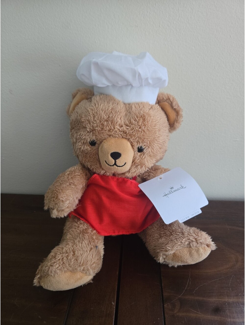Hallmark Chef Plush Bear 11" Tall Baker Cook w/ White Hat & Red Apron NOS w/ Tag